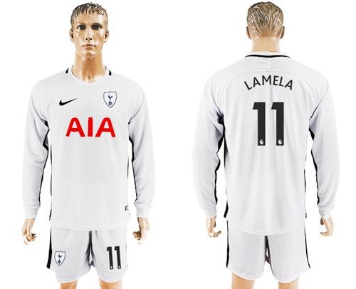 Tottenham Hotspur #11 Lamela Home Long Sleeves Soccer Club Jersey - Click Image to Close